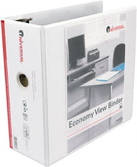 UNIVERSAL - 5" Sheet Capacity, 11 x 8-1/2", View Ring Binder - Vinyl, White - Exact Tooling