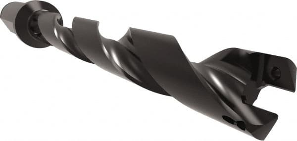 Allied Machine and Engineering - Series 22, 22 to 24mm Diam, 1" Diam Straight Shank with Flange, Helical Flute Spade Drill - 6-39/64" Max Depth, 7-59/64" Body Length, 10-13/64" OAL, Standard Length, Through Coolant - Exact Tooling