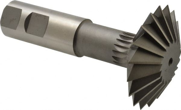 Made in USA - 2-1/4° 2-1/4" Cut Diam, 3/4" Cut Width, 7/8" Shank, High Speed Steel Double-Angle Cutter - Exact Tooling
