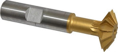 Made in USA - 1° 1" Cut Diam, 5/16" Cut Width, 1/2" Shank, High Speed Steel Double-Angle Cutter - Exact Tooling