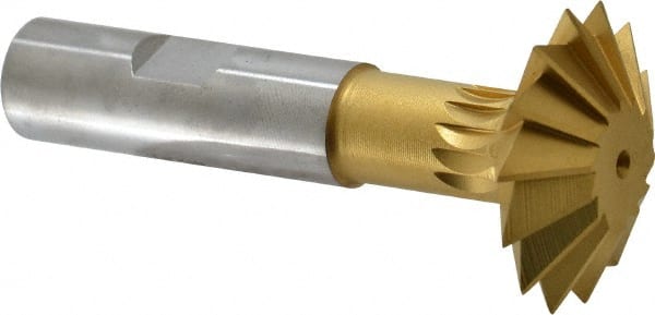 Made in USA - 1-1/2° 1-1/2" Cut Diam, 1/2" Cut Width, 5/8" Shank, High Speed Steel Double-Angle Cutter - Exact Tooling