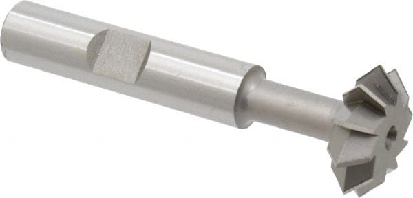Made in USA - 3/4° 3/4" Cut Diam, 1/4" Cut Width, 3/8" Shank, High Speed Steel Double-Angle Cutter - Exact Tooling