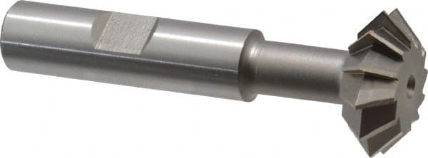 Made in USA - 1° 1" Cut Diam, 3/8" Cut Width, 1/2" Shank, High Speed Steel Double-Angle Cutter - Exact Tooling