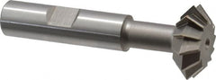 Made in USA - 1° 1" Cut Diam, 3/8" Cut Width, 1/2" Shank, High Speed Steel Double-Angle Cutter - Exact Tooling