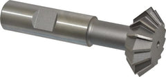 Made in USA - 1-3/8° 1-3/8" Cut Diam, 1/2" Cut Width, 5/8" Shank, High Speed Steel Double-Angle Cutter - Exact Tooling
