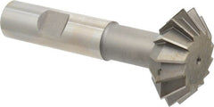 Made in USA - 1-1/2° 1-1/2" Cut Diam, 9/16" Cut Width, 5/8" Shank, High Speed Steel Double-Angle Cutter - Exact Tooling