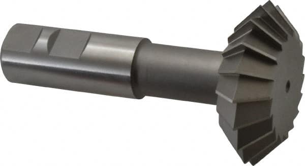 Made in USA - 2-1/4° 2-1/4" Cut Diam, 3/4" Cut Width, 7/8" Shank, High Speed Steel Double-Angle Cutter - Exact Tooling