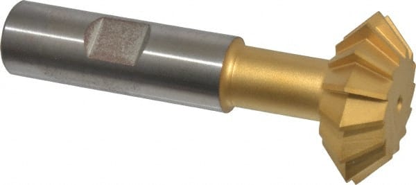 Made in USA - 1-3/8° 1-3/8" Cut Diam, 1/2" Cut Width, 5/8" Shank, High Speed Steel Double-Angle Cutter - Exact Tooling