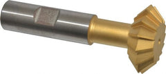 Made in USA - 1-3/8° 1-3/8" Cut Diam, 1/2" Cut Width, 5/8" Shank, High Speed Steel Double-Angle Cutter - Exact Tooling