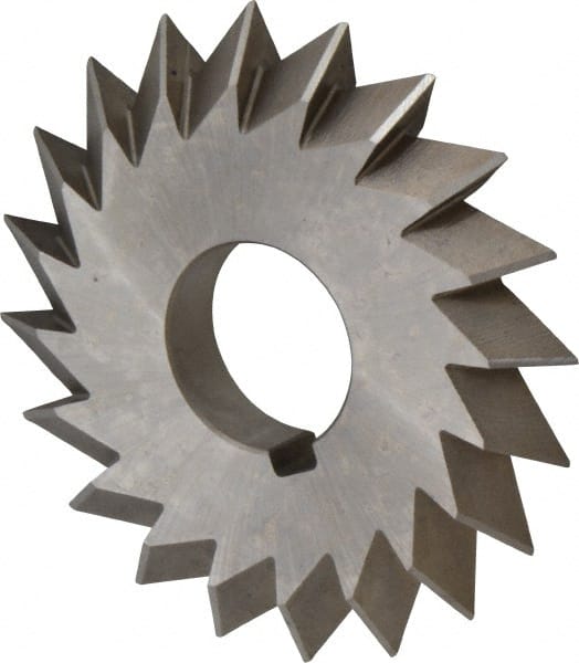 Made in USA - 4° 4" Cut Diam, 1/2" Cut Width, 1-1/4" Arbor, High Speed Steel Double-Angle Cutter - Exact Tooling