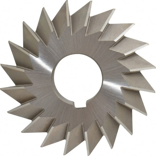 Made in USA - 4° 4" Cut Diam, 3/4" Cut Width, 1-1/4" Arbor, High Speed Steel Double-Angle Cutter - Exact Tooling