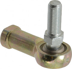 Alinabal - 3/8" ID, 1" Max OD, 3,250 Lb Max Static Cap, Spherical Rod End - 3/8-24 RH, 0.562" Shank Diam, 15/16" Shank Length, Steel with Molded Nyloy Raceway - Exact Tooling