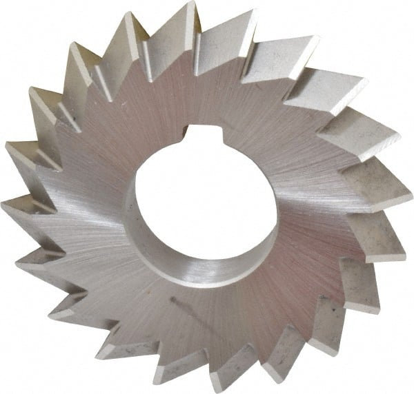 Made in USA - 2-3/4° 2-3/4" Cut Diam, 1/2" Cut Width, 1" Arbor, High Speed Steel Double-Angle Cutter - Exact Tooling