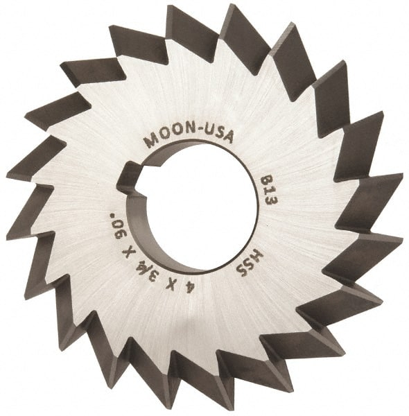 Made in USA - 4° 4" Cut Diam, 3/4" Cut Width, 1-1/4" Arbor, High Speed Steel Double-Angle Cutter - Exact Tooling