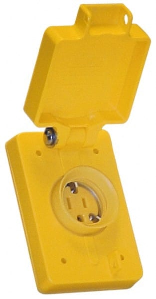 Value Collection - 125 VAC, 15 Amp, 5-15R NEMA, Ungrounded Receptacle - 2 Poles, 3 Wire, Female End, Yellow - Exact Tooling