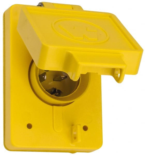 Value Collection - 125 VAC, 20 Amp, 5-20P NEMA, Ungrounded Receptacle - 2 Poles, 3 Wire, Male End, Yellow - Exact Tooling