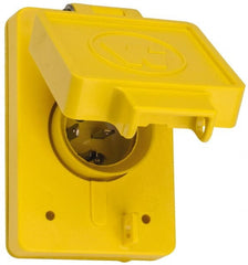 Value Collection - 125 VAC, 20 Amp, 5-20P NEMA, Ungrounded Receptacle - 2 Poles, 3 Wire, Male End, Yellow - Exact Tooling