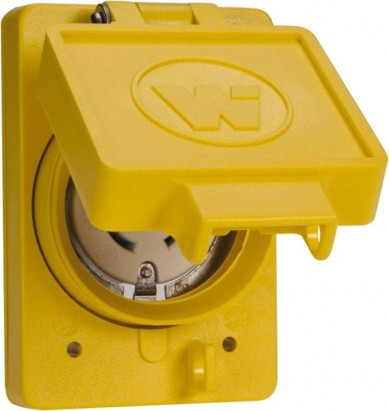 Value Collection - 125/250 VAC, 30 Amp, L14-30R NEMA, Ungrounded Receptacle - 3 Poles, 4 Wire, Female End, Yellow - Exact Tooling