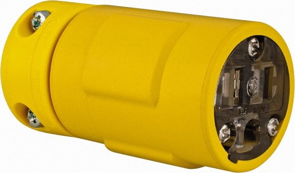 Value Collection - 125 VAC, 15 Amp, 5-15 NEMA, Straight, Ungrounded, Industrial Grade Connector - 2 Pole, 3 Wire, 1 Phase, Rubber, Yellow - Exact Tooling