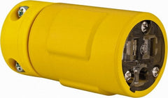 Value Collection - 125 VAC, 15 Amp, 5-15 NEMA, Straight, Ungrounded, Industrial Grade Connector - 2 Pole, 3 Wire, 1 Phase, Rubber, Yellow - Exact Tooling