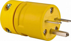 Value Collection - 250 VAC, 15 Amp, 6-16 NEMA, Straight, Ungrounded, Industrial Grade Plug - 2 Pole, 3 Wire, 1 Phase, Rubber, Yellow - Exact Tooling