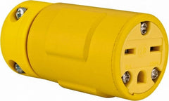 Value Collection - 250 VAC, 15 Amp, 6-15 NEMA, Straight, Ungrounded, Industrial Grade Connector - 2 Pole, 3 Wire, 1 Phase, Rubber, Yellow - Exact Tooling