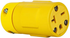 Value Collection - 250 VAC, 20 Amp, 6-20 NEMA, Straight, Ungrounded, Industrial Grade Connector - 2 Pole, 3 Wire, 1 Phase, Rubber, Yellow - Exact Tooling