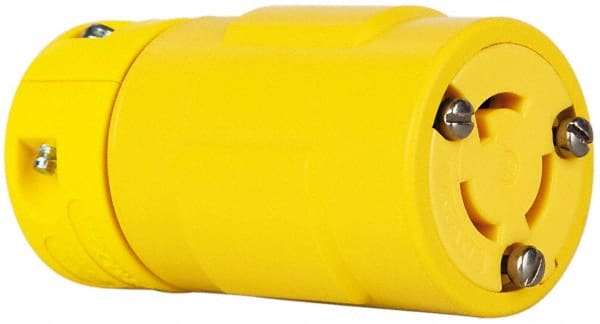 Value Collection - 125 VAC, 15 Amp, L5-15 NEMA, Straight, Ungrounded, Industrial Grade Connector - 2 Pole, 3 Wire, 1 Phase, Rubber, Yellow - Exact Tooling