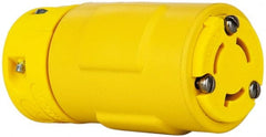 Value Collection - 250 VAC, 15 Amp, L6-15 NEMA, Straight, Ungrounded, Industrial Grade Connector - 2 Pole, 3 Wire, 1 Phase, Rubber, Yellow - Exact Tooling