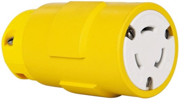 Value Collection - 125 VAC, 20 Amp, L5-20 NEMA, Straight, Ungrounded, Industrial Grade Connector - 2 Pole, 3 Wire, 1 Phase, Rubber, Yellow - Exact Tooling