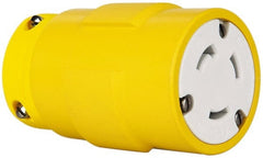 Value Collection - 125 VAC, 30 Amp, L5-30 NEMA, Straight, Ungrounded, Industrial Grade Connector - 2 Pole, 3 Wire, 1 Phase, Rubber, Yellow - Exact Tooling