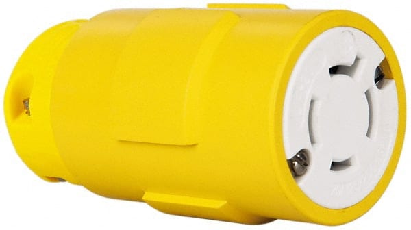 Value Collection - 125/250 VAC, 20 Amp, L14-20 NEMA, Straight, Ungrounded, Industrial Grade Connector - 3 Pole, 4 Wire, 1 Phase, Rubber, Yellow - Exact Tooling