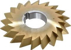 Made in USA - 4° 4" Cut Diam, 1/2" Cut Width, 1-1/4" Arbor, High Speed Steel Double-Angle Cutter - Exact Tooling