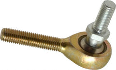 Alinabal - 1/4" ID, 3/4" Max OD, 1,650 Lb Max Static Cap, Spherical Rod End - 1/4-28 RH, 3/8" Shank Diam, 1" Shank Length, Steel with Molded Nyloy Raceway - Exact Tooling