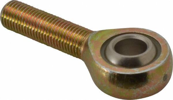 Alinabal - 7/16" ID, 1-1/8" Max OD, 3,750 Lb Max Static Cap, Spherical Rod End - 7/16-20 RH, 5/8" Shank Diam, 1-3/8" Shank Length, Steel with Molded Nyloy Raceway - Exact Tooling