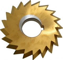 Made in USA - 4° 4" Cut Diam, 1/2" Cut Width, 1-1/4" Arbor, High Speed Steel Double-Angle Cutter - Exact Tooling