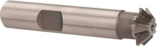 Made in USA - 1/2" Diam x 1/8" Width of Cut, 45° Included Angle, Shank Connection, High Speed Steel Single Angle Cutter - 3/8" Shank Diam, 2-1/8" Overall Length, Right Hand Cut, Uncoated - Exact Tooling