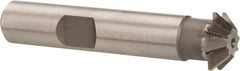 Made in USA - 1/2" Diam x 1/8" Width of Cut, 45° Included Angle, Shank Connection, High Speed Steel Single Angle Cutter - 3/8" Shank Diam, 2-1/8" Overall Length, Right Hand Cut, Uncoated - Exact Tooling