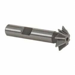Made in USA - 3/4" Diam x 3/16" Width of Cut, 45° Included Angle, Shank Connection, High Speed Steel Single Angle Cutter - 3/8" Shank Diam, 2-1/8" Overall Length, Right Hand Cut, Uncoated - Exact Tooling