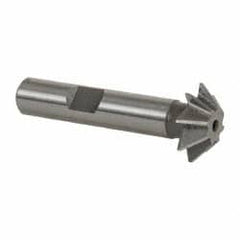 Made in USA - 3/4" Diam x 3/16" Width of Cut, 45° Included Angle, Shank Connection, High Speed Steel Single Angle Cutter - 3/8" Shank Diam, 2-1/8" Overall Length, Right Hand Cut, Uncoated - Exact Tooling