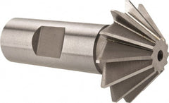 Made in USA - 1-1/2" Diam x 1/2" Width of Cut, 45° Included Angle, Shank Connection, High Speed Steel Single Angle Cutter - 3/4" Shank Diam, 2-3/4" Overall Length, Right Hand Cut, Uncoated - Exact Tooling