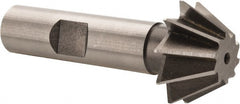 Made in USA - 1" Diam x 7/16" Width of Cut, 60° Included Angle, Shank Connection, High Speed Steel Single Angle Cutter - 1/2" Shank Diam, 2-1/2" Overall Length, Right Hand Cut, Uncoated - Exact Tooling