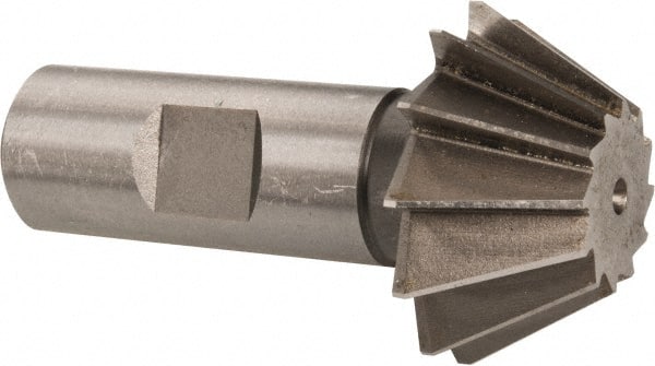 Made in USA - 1-1/2" Diam x 5/8" Width of Cut, 60° Included Angle, Shank Connection, High Speed Steel Single Angle Cutter - 3/4" Shank Diam, 2-3/4" Overall Length, Right Hand Cut, Uncoated - Exact Tooling