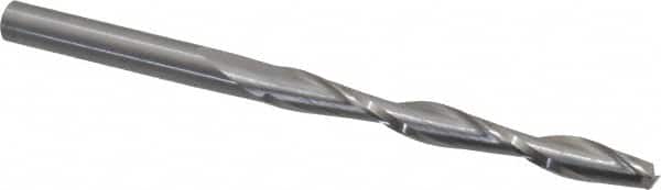 Onsrud - 1/4" Cutting Diam x 2-1/4" Length of Cut, 2 Flute, Upcut Spiral Router Bit - Uncoated, Right Hand Cut, Solid Carbide, 4" OAL x 1/4" Shank Diam, Double Edge, 25° Helix Angle - Exact Tooling