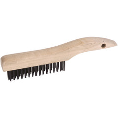 Hand Wire Scratch Brush, .012 Steel Wire Fill, 4 × 16 Rows, Plastic Handle - Exact Tooling