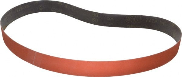 3M - 2" Wide x 60" OAL, 60 Grit, Ceramic Abrasive Belt - Ceramic, Medium, Coated, YF Weighted Cloth Backing, Wet/Dry, Series 777F - Exact Tooling