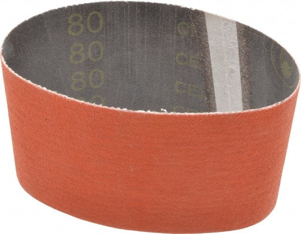 3M - 3-1/2" Wide x 15-1/2" OAL, 80 Grit, Ceramic Abrasive Belt - Ceramic, Medium, Coated, YF Weighted Cloth Backing, Wet/Dry, Series 777F - Exact Tooling