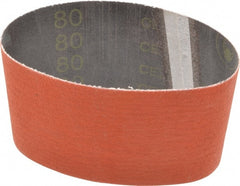 3M - 3-1/2" Wide x 15-1/2" OAL, 80 Grit, Ceramic Abrasive Belt - Ceramic, Medium, Coated, YF Weighted Cloth Backing, Wet/Dry, Series 777F - Exact Tooling