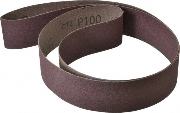 3M - 2" Wide x 60" OAL, 100 Grit, Aluminum Oxide Abrasive Belt - Aluminum Oxide, Fine, Coated, X Weighted Cloth Backing, Series 341D - Exact Tooling