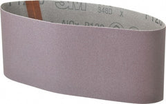 3M - 4" Wide x 21-3/4" OAL, 120 Grit, Aluminum Oxide Abrasive Belt - Aluminum Oxide, Fine, Coated, X Weighted Cloth Backing, Series 341D - Exact Tooling